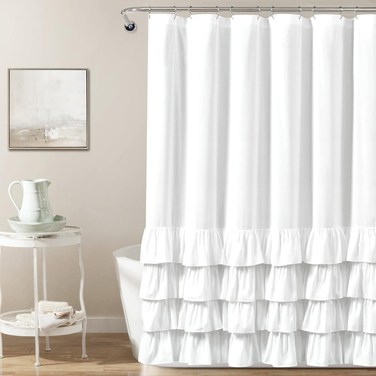 Lush Decor Allison Ruffle Shower Curtain - Elegant White