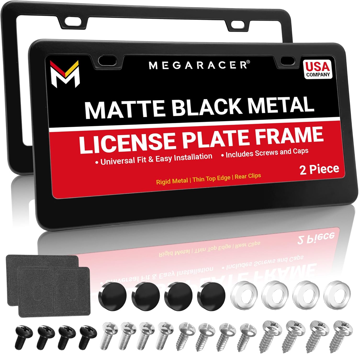 Premium Matte Black License Plate Frames for Cars and Trucks