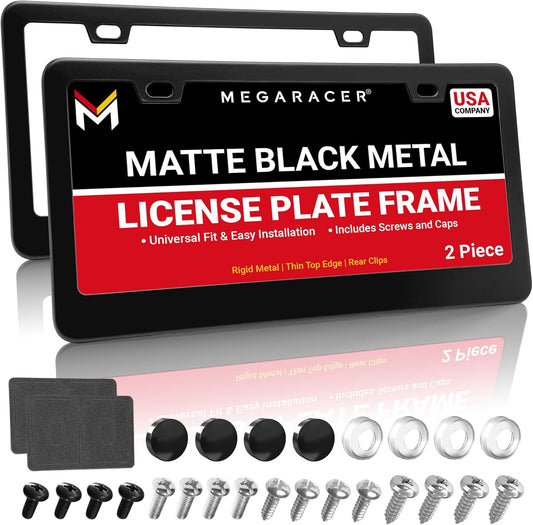 Premium Matte Black License Plate Frames for Cars and Trucks