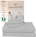 King Size Cotton Sateen Sheet Set - Soft Light Grey, Deep Pockets