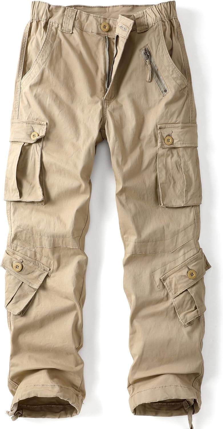 Cargo Pants for Women - Camo Cotton Combat Trousers with Pockets