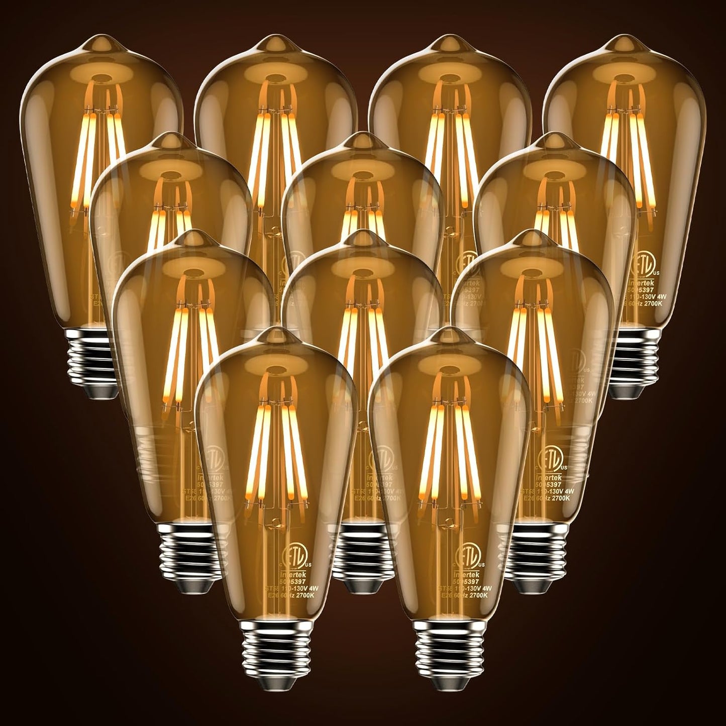 ASOKO ST58 Antique LED Filament Light Bulbs - 12 Pack