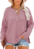 Eytino Womens Plus Size Henley Sweater - Soft Lightweight Knit
