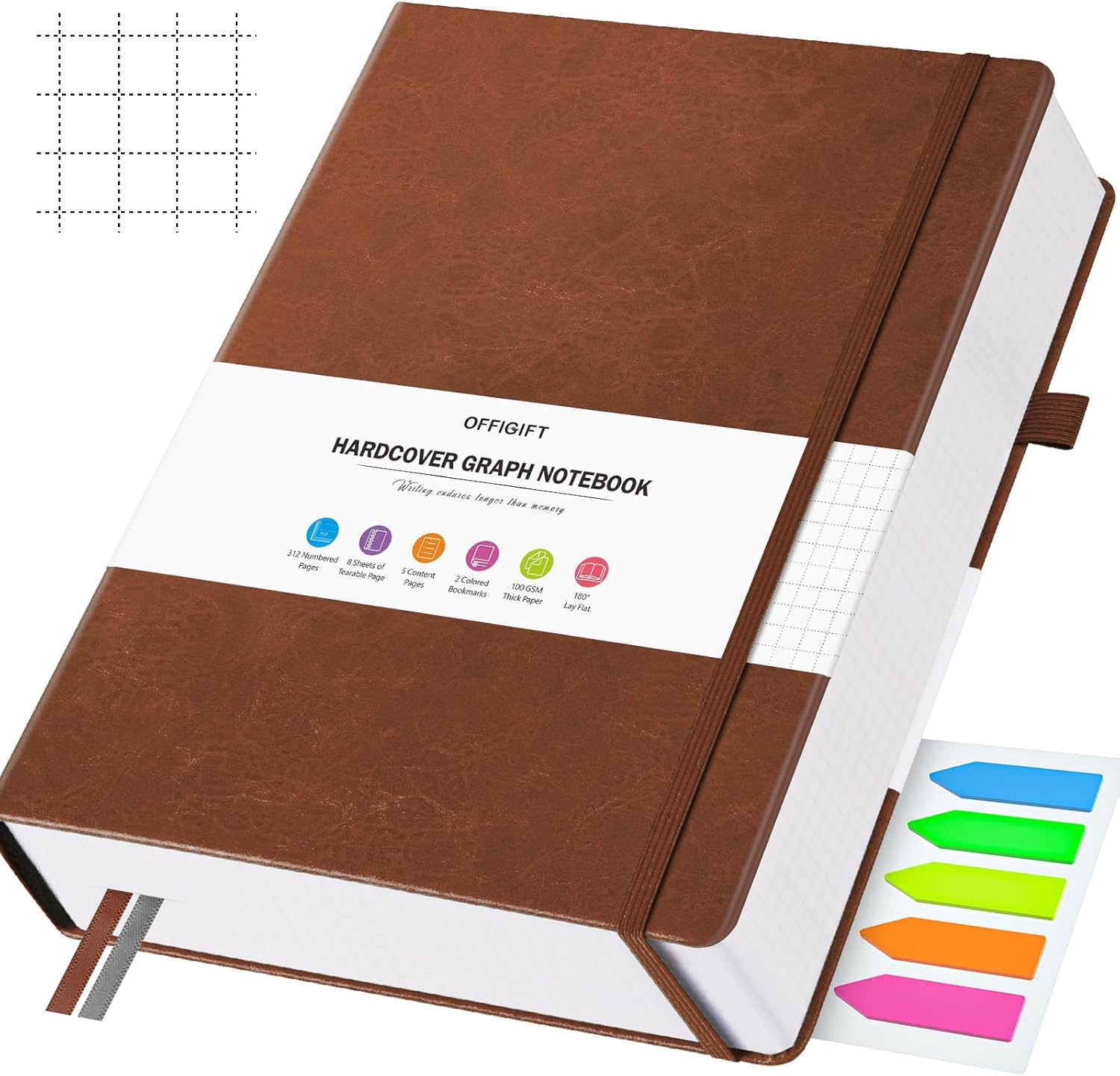 Large A4 Grid Paper Notebook for Math & Notes, 312 Pages, No Bleed, Index Pages