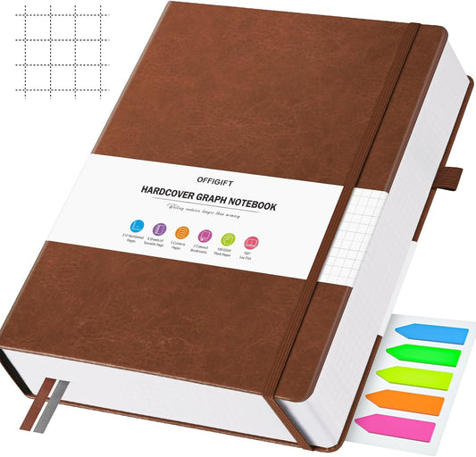 Large A4 Grid Paper Notebook for Math & Notes, 312 Pages, No Bleed, Index Pages