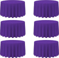 Purple Round Tablecloth 120 in 6 Pack - Washable Linen Polyester