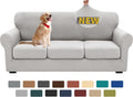 Silver Grey 4-Piece Stretch Sofa Cover for 3 Cushion Couch - Thick