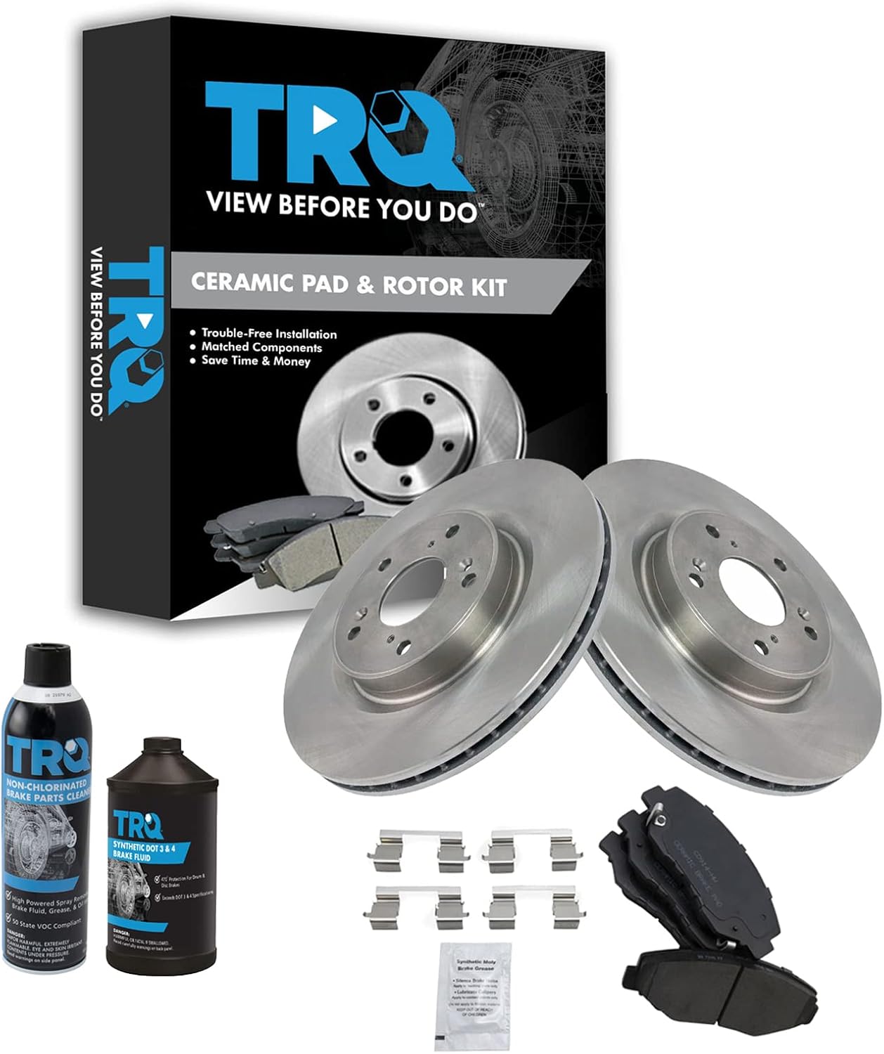 TRQ Front Brake Pad & Rotor Kit for 2012-2015 Honda CR-V