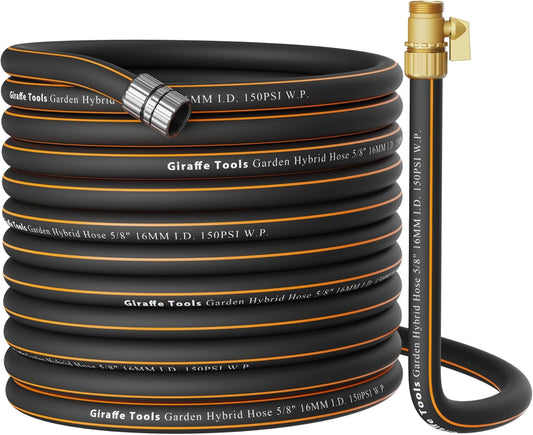 Giraffe Tools 100ft Garden Hose with Shut Off Valve and Fittings