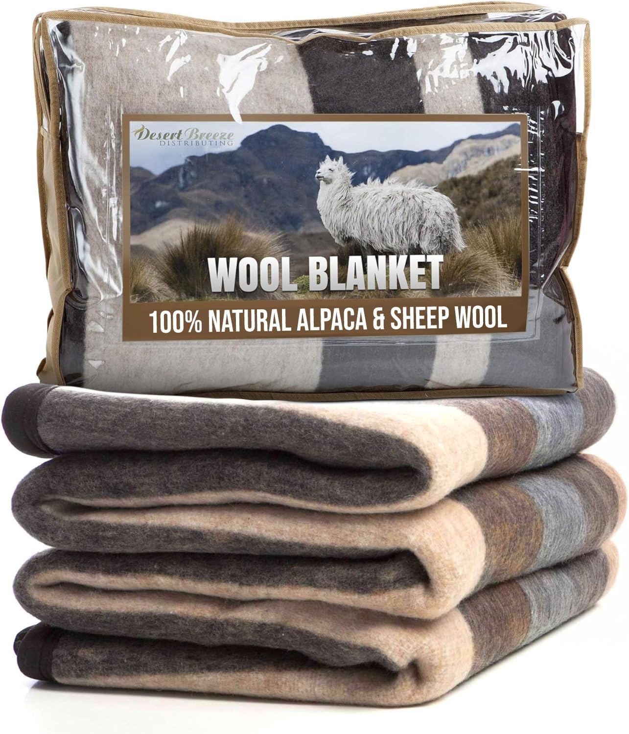 Natural Alpaca & Sheep Wool Blanket for Full/Queen Comfort