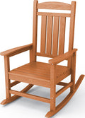 KINGYES High Back Patio Rocking Chair - Weather Resistant Orange