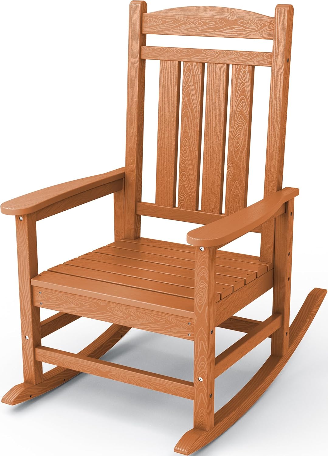 KINGYES High Back Patio Rocking Chair - Weather Resistant Orange