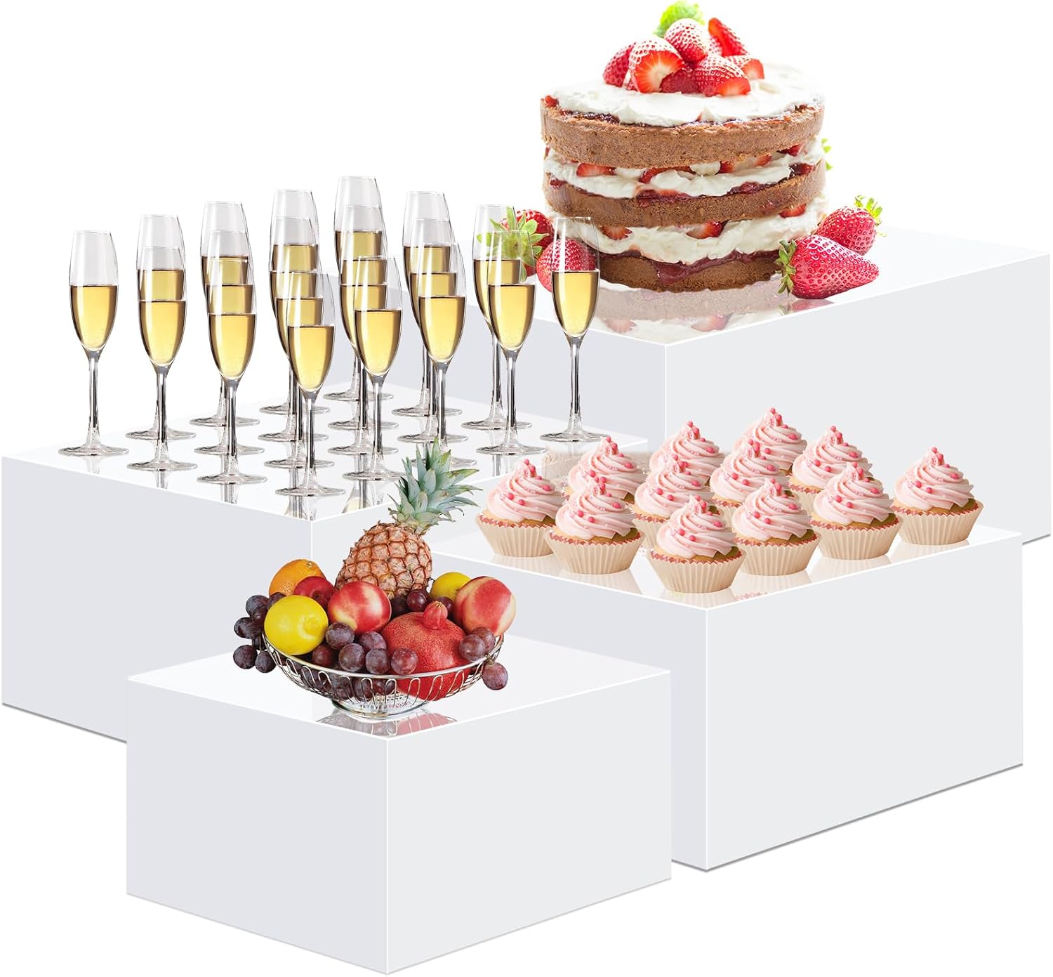 BINBE Acrylic Risers for Display - Versatile White Cube Stands