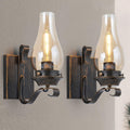 Wall Sconces Sets of 2 Oil Rubbed Bronze - Rustic Amber Glass