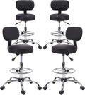 Drafting Stool Chair with Back and Foot Rest - Adjustable Swivel Stool