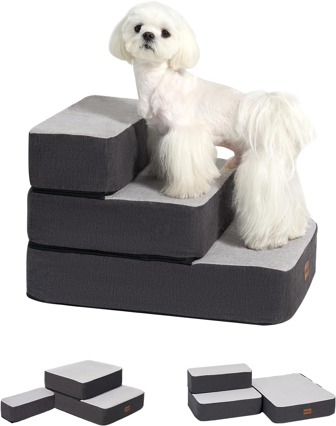 3-Step Adjustable Dog Stairs for Sofa and Couch - Non-Slip Steps
