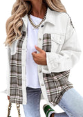 Oversized Plaid Denim Jacket Women Casual Shacket - Stylish Layer