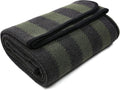 PuTian Merino Wool Blanket 87in x 63in Green Stripe - Thick Warm Throw