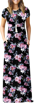 Women's Short Sleeve Loose Maxi Dress - Comfortable Vacation Style