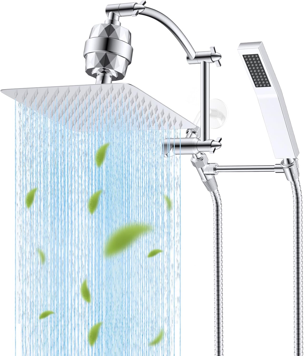 Hibbent 10ft' Filtered Rainfall Shower Head with Handheld Combo