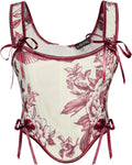Scarlet Darkness Corset Tops for Women Floral Lace Up Bustier - Size