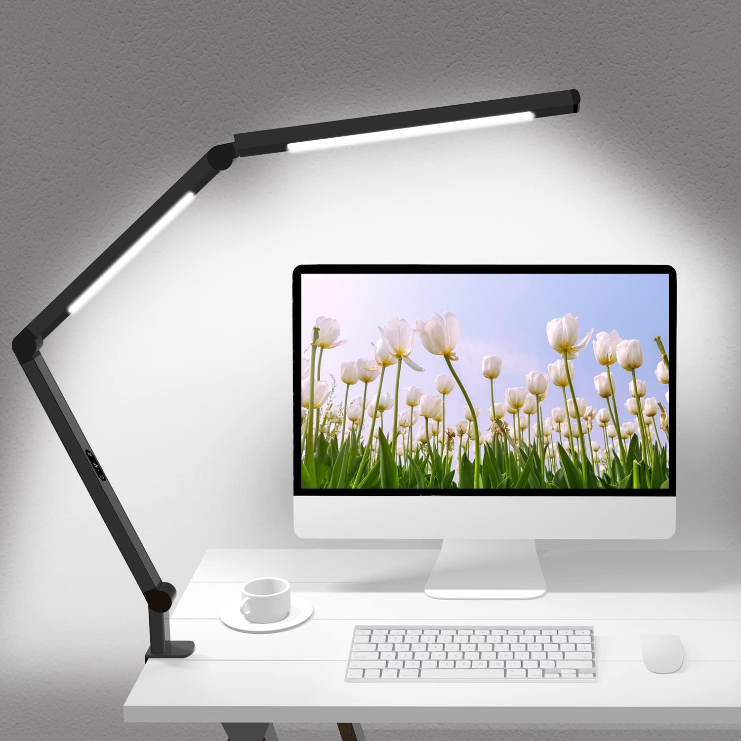 Adjustable Dual-Light Clamp Desk Lamp by Micomlan