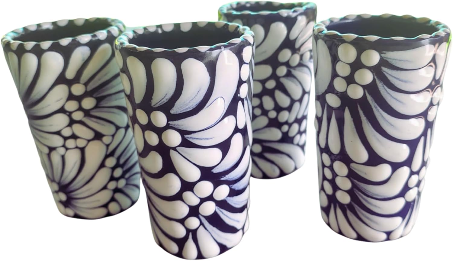 Talavera Shot Glasses Set of 4 - Authentic Mexican Tequila Glasses