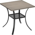 Small Square Outdoor Patio Table 27.5 in - Durable Wood-Look Top