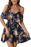 Boho Floral Cold Shoulder Mini Dress - Flattering Lightweight Style