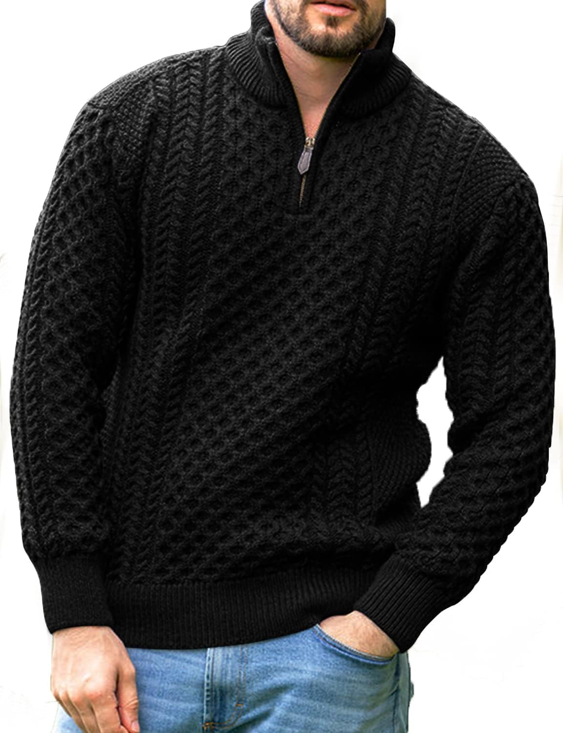 Men's Irish Fisherman Sweater Half Zip Jacquard Pullover Style