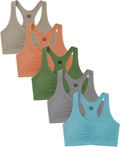 Sexy Basics Women's Cotton Spandex Racer Back Sports Bra Multi-Pack