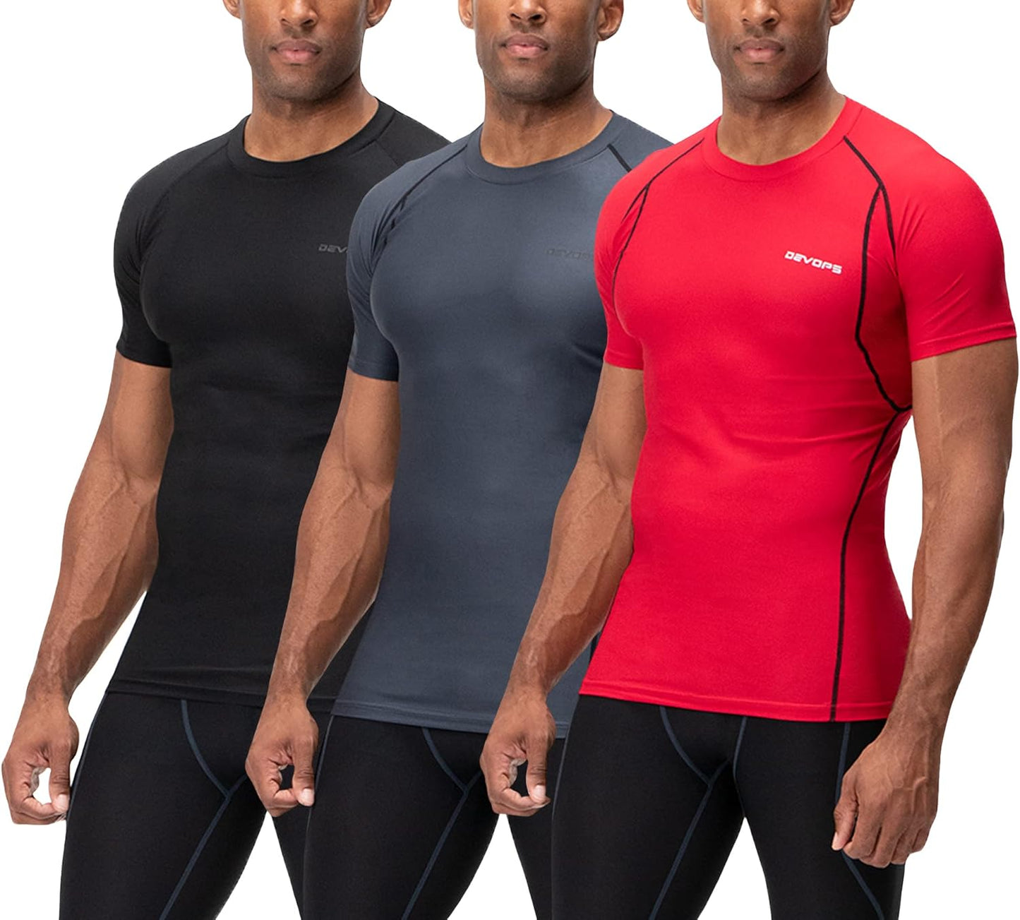 DEVOPS Men's Cool Dry Compression Shirts for All-Season Workouts