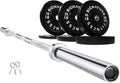 Olympic Bumper Plates Set 205 LB Barbell Kit - Rubber Plates for Home