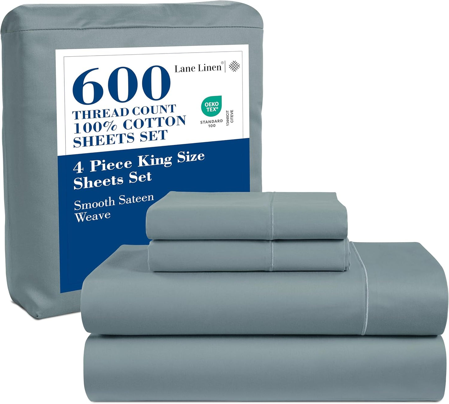 Luxury King Bed Sheets Set with 600 Thread Count Cotton