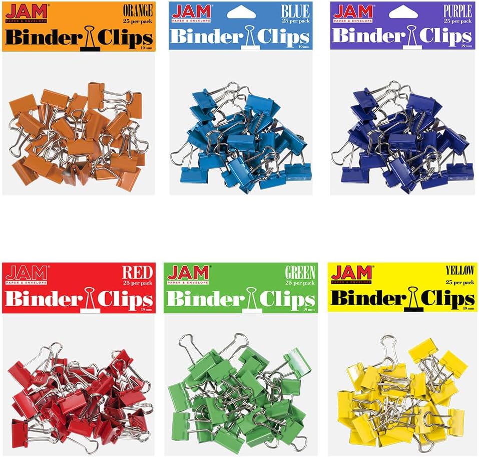 JAM PAPER Colorful Binder Clips Assortment for Stylish Organization