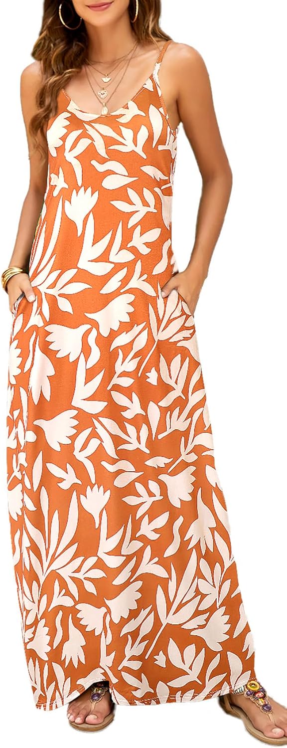 Supnier Women's Summer Maxi Dress with Pockets for Comfort