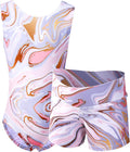Dancina Marble Line Gymnastics Leotards for Girls with Shorts