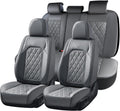 Gray Faux Leather Car Seat Covers Full Set - Waterproof Luxury Fit