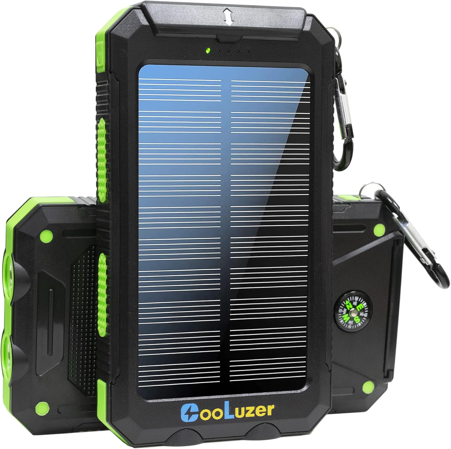 Solar Power Bank 36800mAh - Fast Charging, Waterproof, LED Flashlight, Compass - Perfect Camping Accessory - CooLuzer