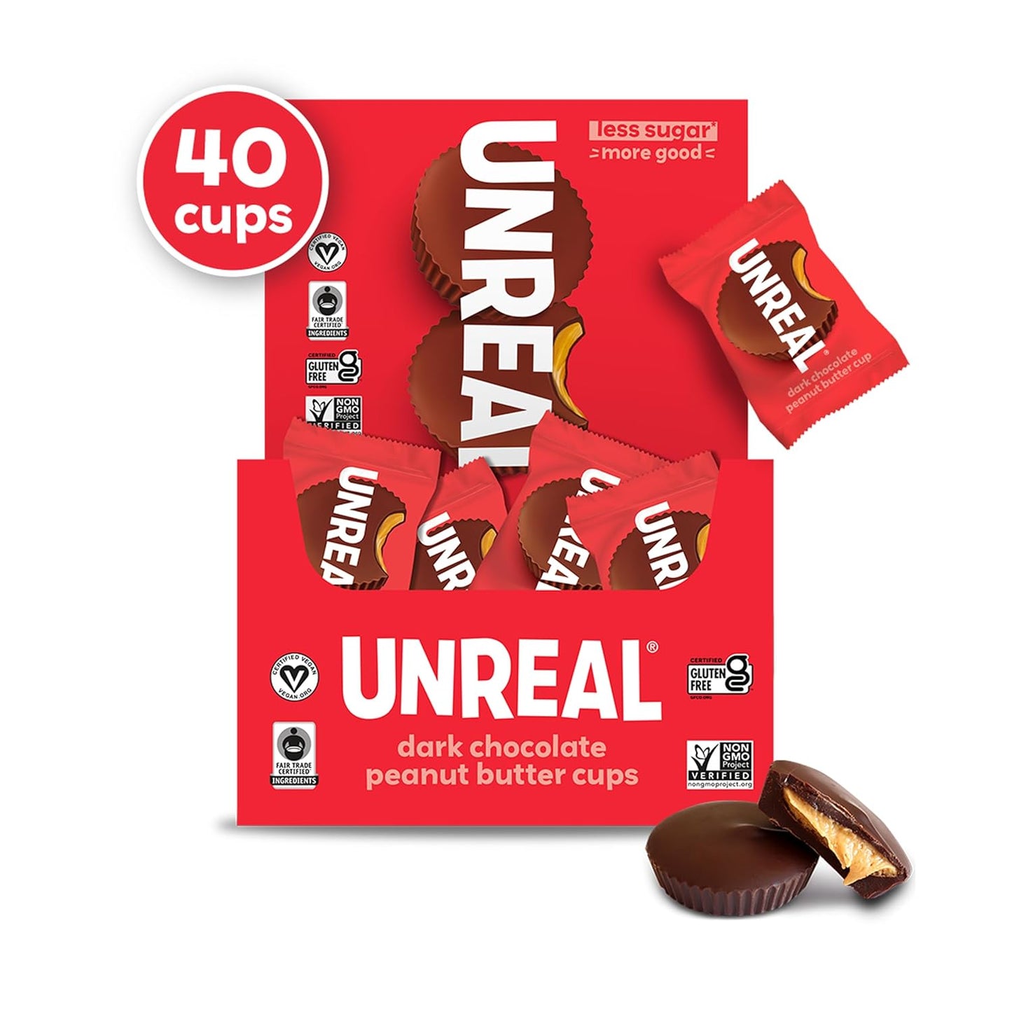 UNREAL Dark Chocolate Peanut Butter Cups - Vegan & Gluten Free