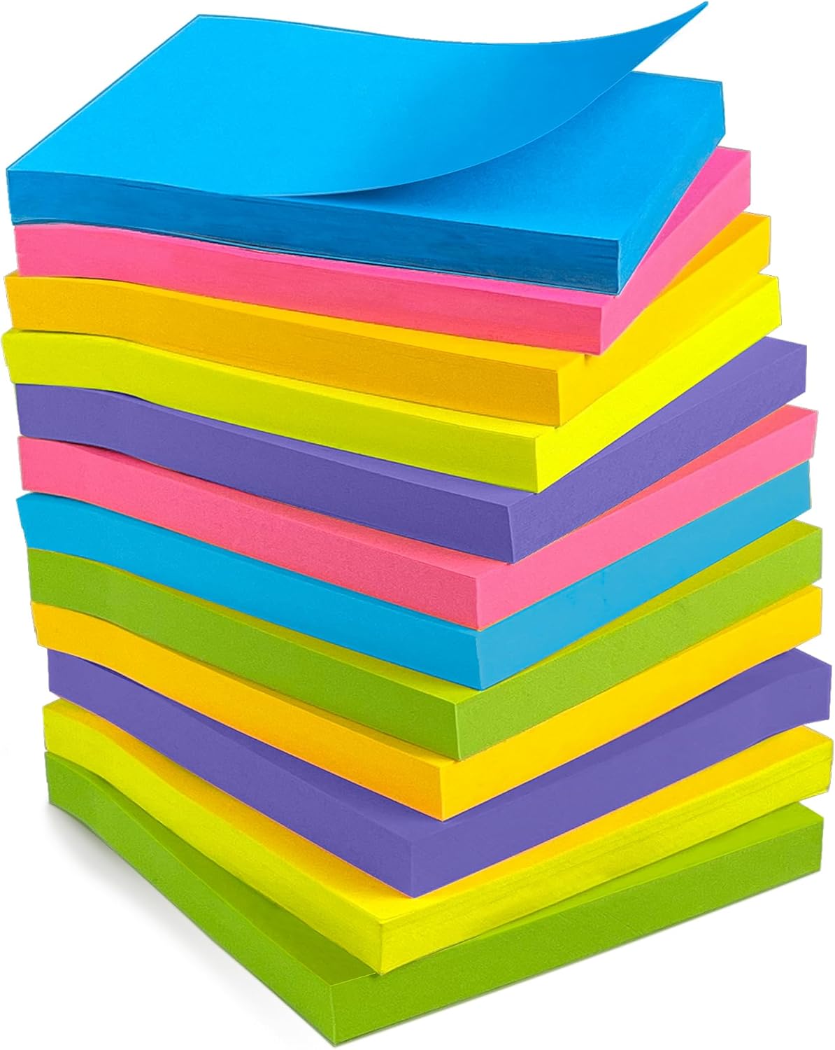 Colorful Self-Stick Notes - 12 Pads, 3x3 - Office & School Must-Have