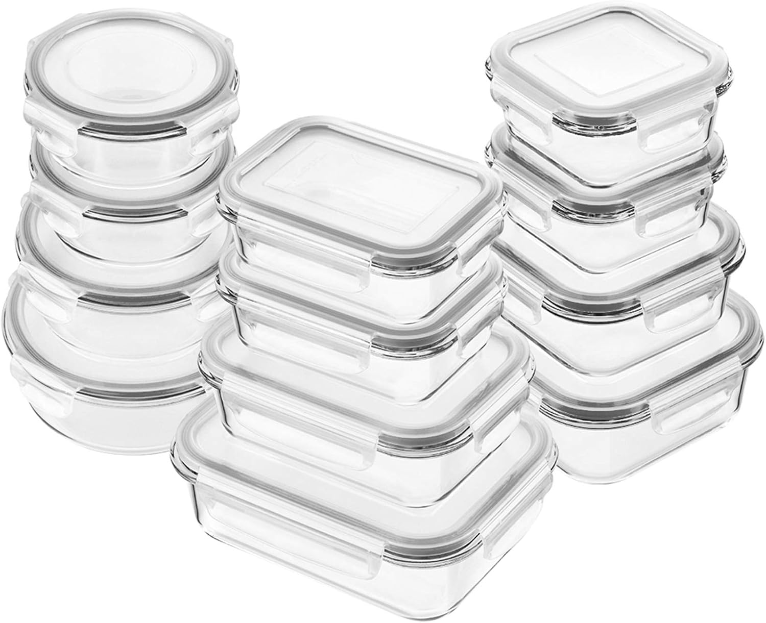 Bayco Glass Food Storage Containers - 24 Piece Airtight Set
