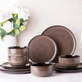 LeRatio Ceramic Dinnerware Set for 4, 12-Piece - Reactive Glaze Plates