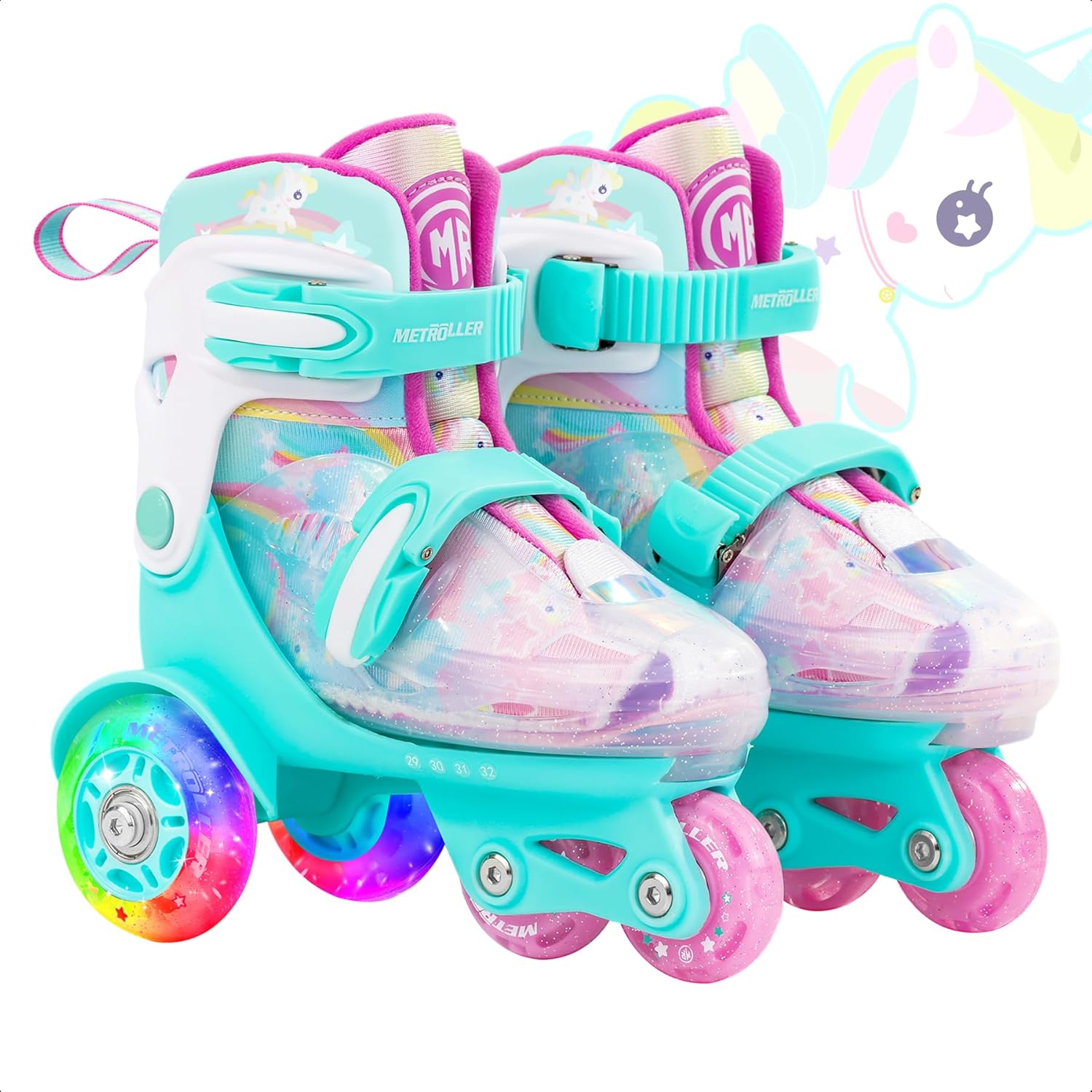 Adjustable Kids Balance Roller Skates for Ages 3-8 with Fun Designs