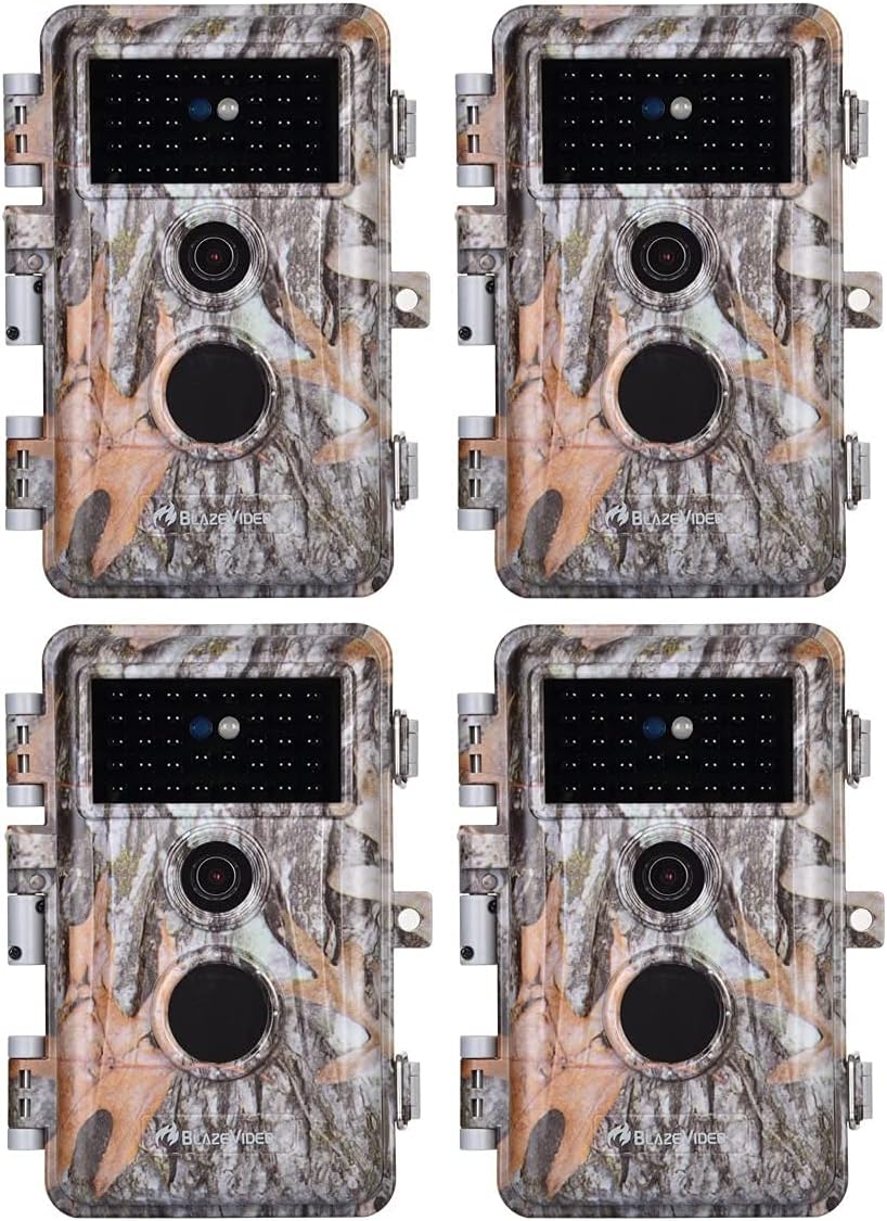 BLAZEVIDEO 4-Pack 32MP Trail Cameras: No Glow & Night Vision