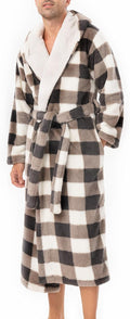 Men's Full Length Plush Fleece Robe with Hood - Warm Lounge Wear