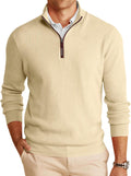 Runcati Mens Quarter-Zip Pullover Sweater - Casual Warm Mock Neck knit
