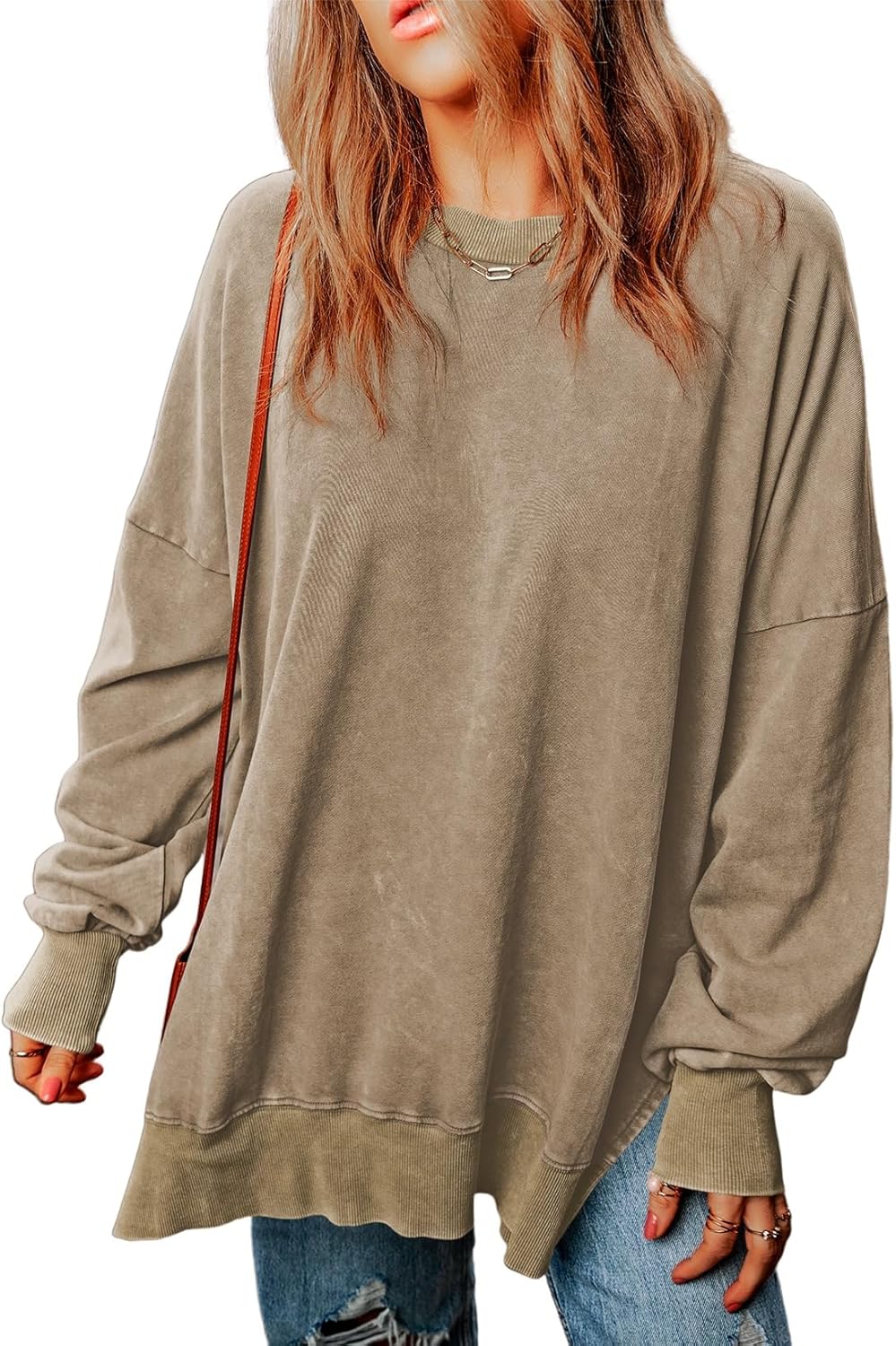 SHEWIN Womens Casual Long Sleeve Crewneck Pullover Sweatshirt