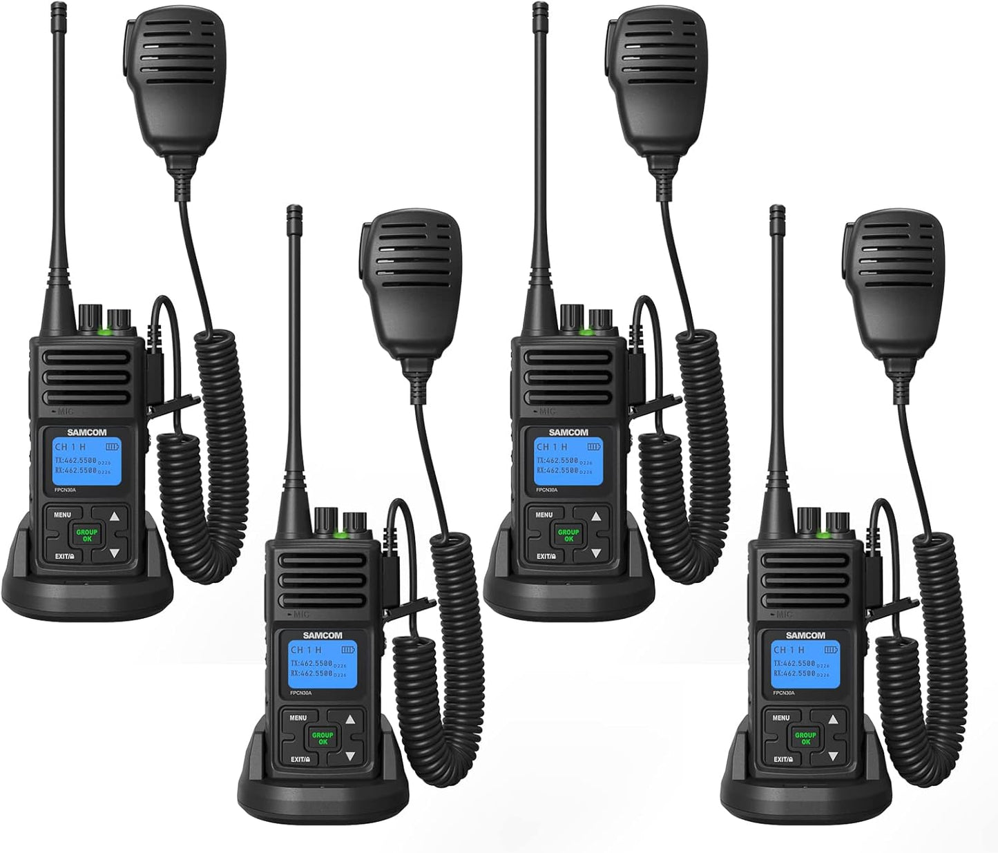 High Power SAMCOM Two Way Radio with Shoulder Speaker Mic