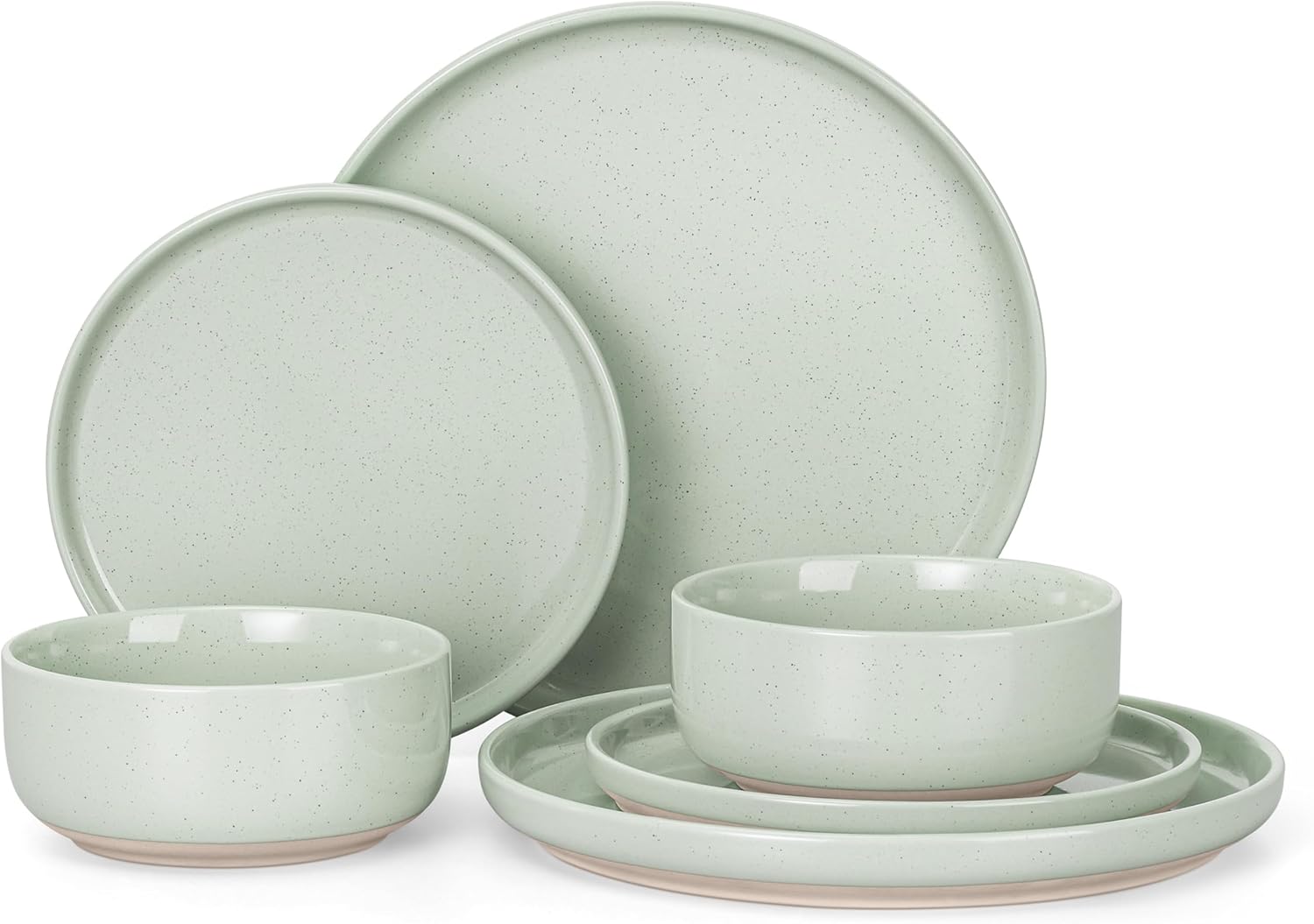HaWare Stoneware Dinnerware Set for 2, 6-Piece Plates & Bowls